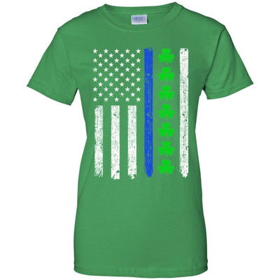 Thin Blue Line Shamrock Irish St Patricks Day Police-T-Shirt & Hoodie-Women's T-Shirt-Irish Green