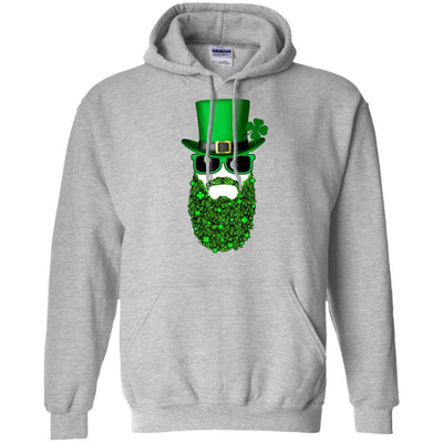 Bearded Man Moustache Leprechauns St Patrick's Day-T-Shirt & Hoodie-Pullover Hoodie-Sport Grey