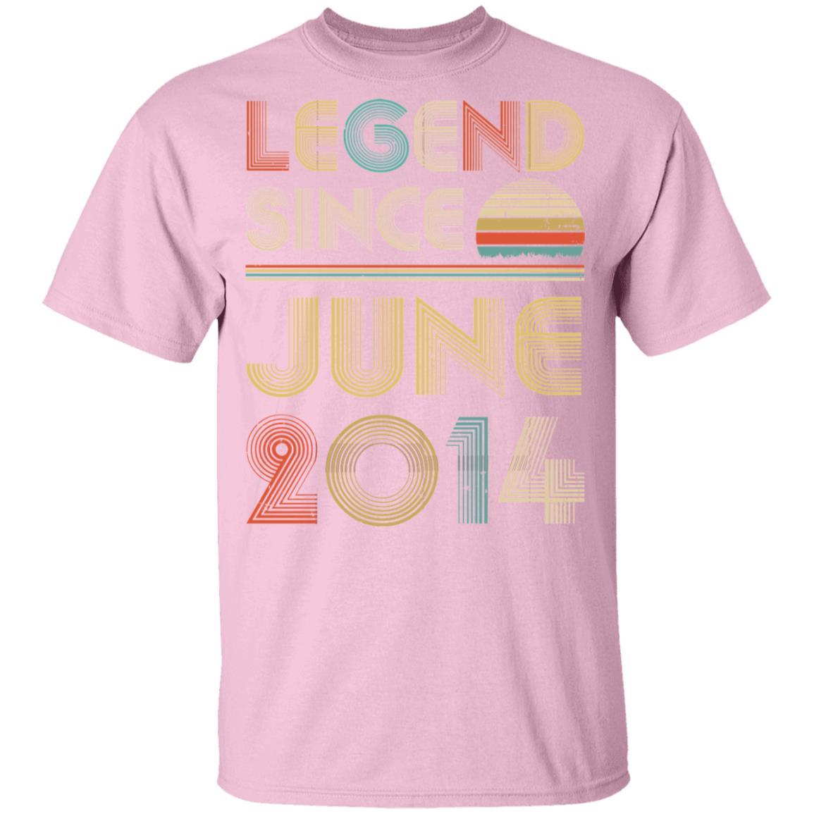 Legend Since June 2014 Vintage 7th Birthday Gifts Youth-Youth Shirt-Youth T-Shirt-Light Pink