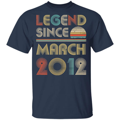 Legend Since March 2012 Vintage 9th Birthday Gifts Youth-Youth Shirt-Youth T-Shirt-Navy
