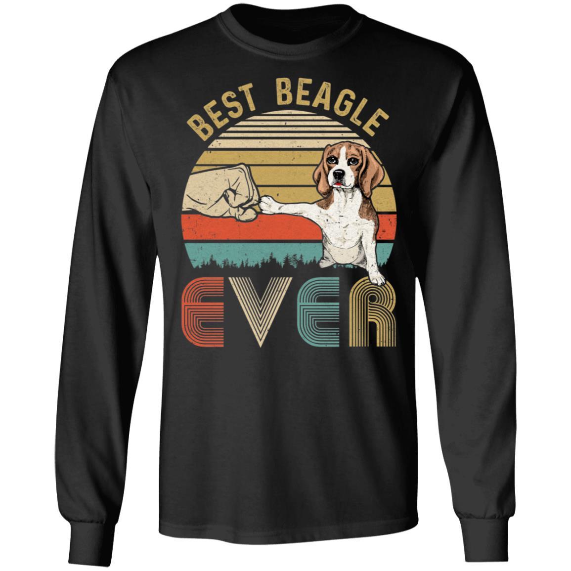 Vintage Best Beagle Dad Ever Bump Fit Funny Dad Gifts-T-Shirt & Hoodie-Long Sleeve T-Shirt-Black
