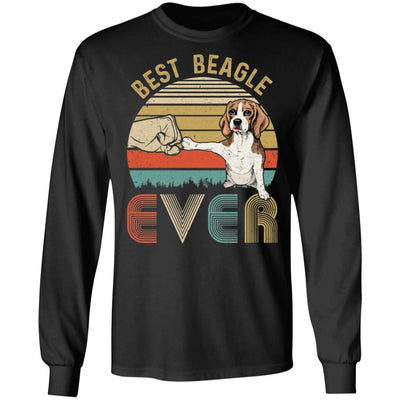 Vintage Best Beagle Dad Ever Bump Fit Funny Dad Gifts-T-Shirt & Hoodie-Long Sleeve T-Shirt-Black