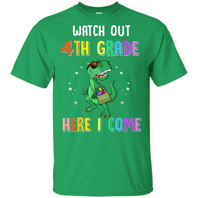 4th Grade Here I Come Dinosaur Back To School Youth-Youth Shirt-Youth T-Shirt-Irish Green