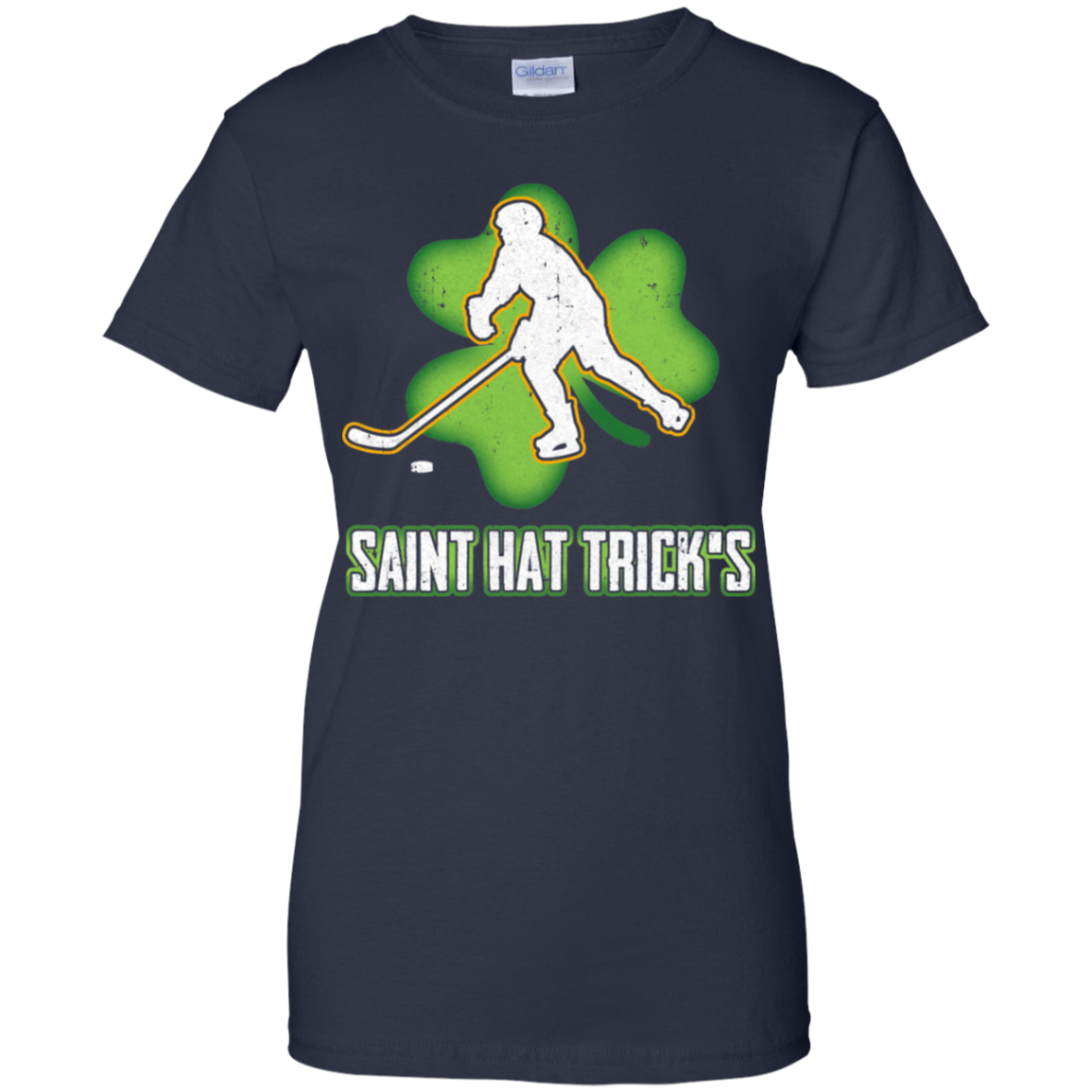 Saint Hat Trick's Hockey Shamrock St Patricks Day-T-Shirt & Hoodie-Women's T-Shirt-Navy