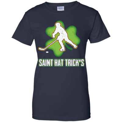 Saint Hat Trick's Hockey Shamrock St Patricks Day-T-Shirt & Hoodie-Women's T-Shirt-Navy