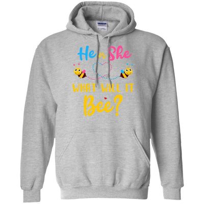 Gender Reveal Pink Or Blue What Will It Bee He Or She Family-T-Shirt & Hoodie-Pullover Hoodie-Sport Grey