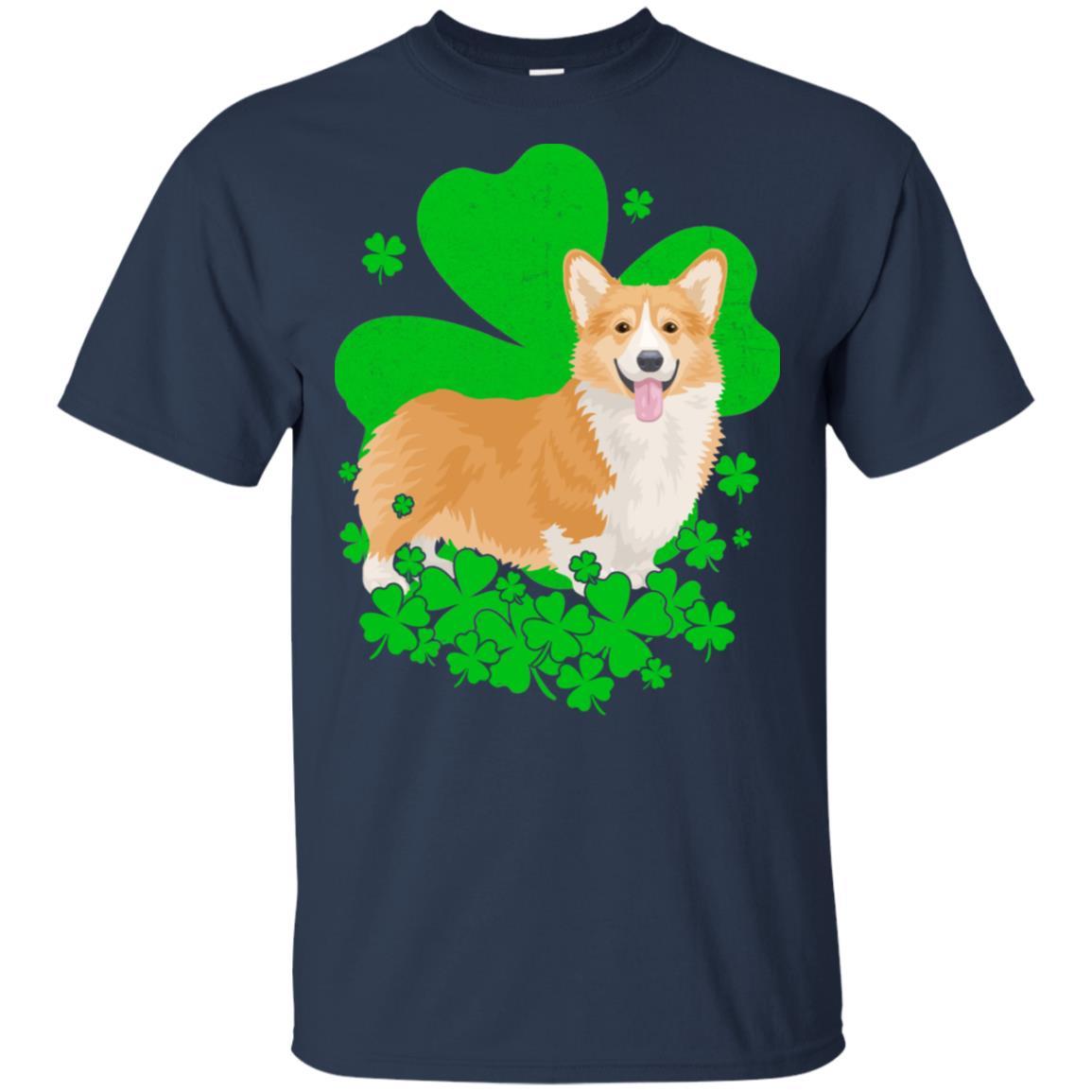 Corgi St. Patrick's Day Clovers-T-Shirt & Hoodie-Classic T-Shirt-Navy