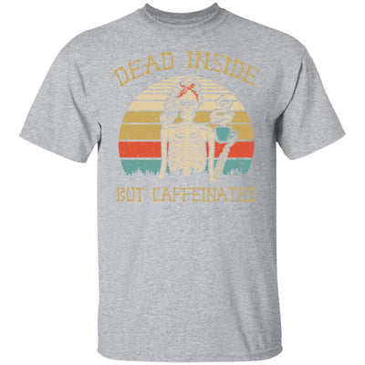Dead Inside But Caffeinated Skeleton Coffee Vintage-T-Shirt & Hoodie-Classic T-Shirt-Sport Grey