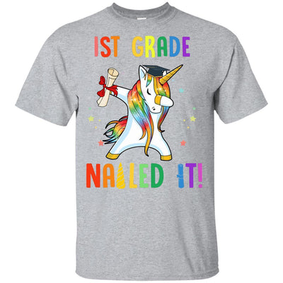 Dabbing 1st Grade Unicorn Nailed It Graduation Class Of 2021 Youth-Youth Shirt-Youth T-Shirt-Sport Grey