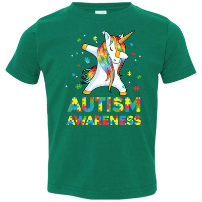 Dabbing Unicorn Puzzle Autism Awareness For Girls Youth-Youth Shirt-Toddler T-Shirt-Kelly