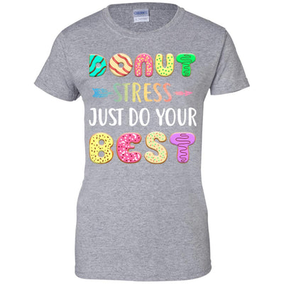 Donut Stress Just Do Your Best Test Day Teacher Gifts-T-Shirt & Tank Top-Women's T-Shirt-Sport Grey