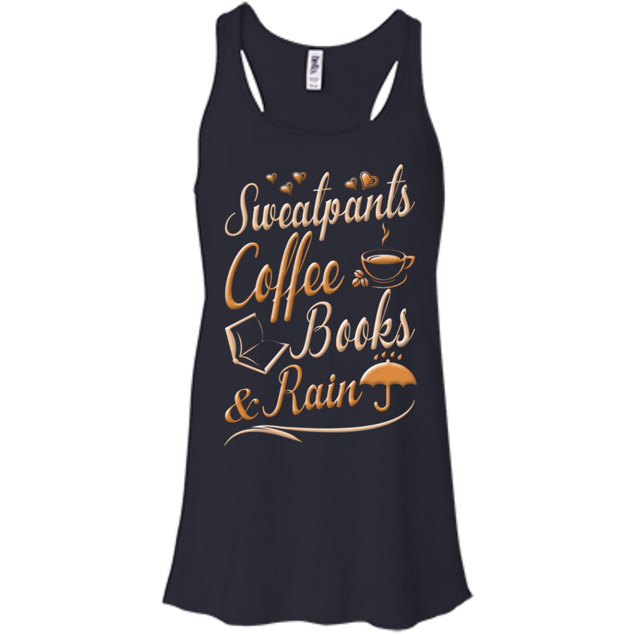 Sweatpants Coffee Books And Rain T Shirt-T-Shirt & Hoodie-Women's Flowy Racerback Tank-Midnight