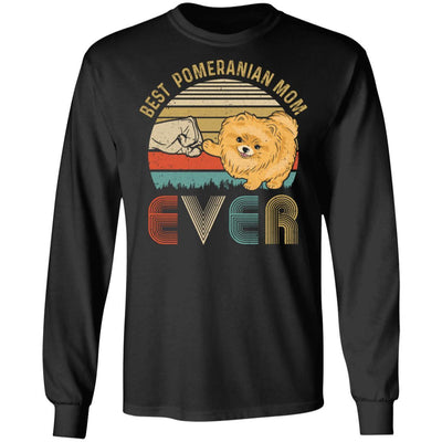 Vintage Best Pomeranian Mom Ever Bump Fit Funny Mom Gifts-T-Shirt & Hoodie-Long Sleeve T-Shirt-Black