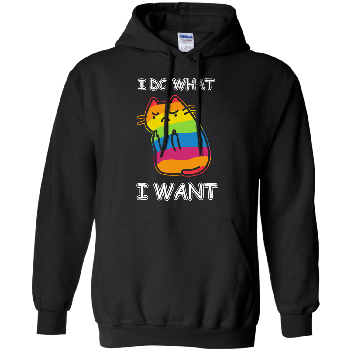 Rainbow Cat I Do What I Want-T-Shirt & Hoodie-Pullover Hoodie-Black