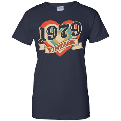 Vintage Retro Classic Heart Made In 1979 42th Birthday-T-Shirt & Tank Top-Women's T-Shirt-Navy