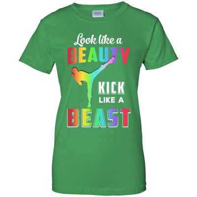 Look Like Beauty Kick Like Beast Women Kickboxing Gift-T-Shirt & Tank Top-Women's T-Shirt-Irish Green