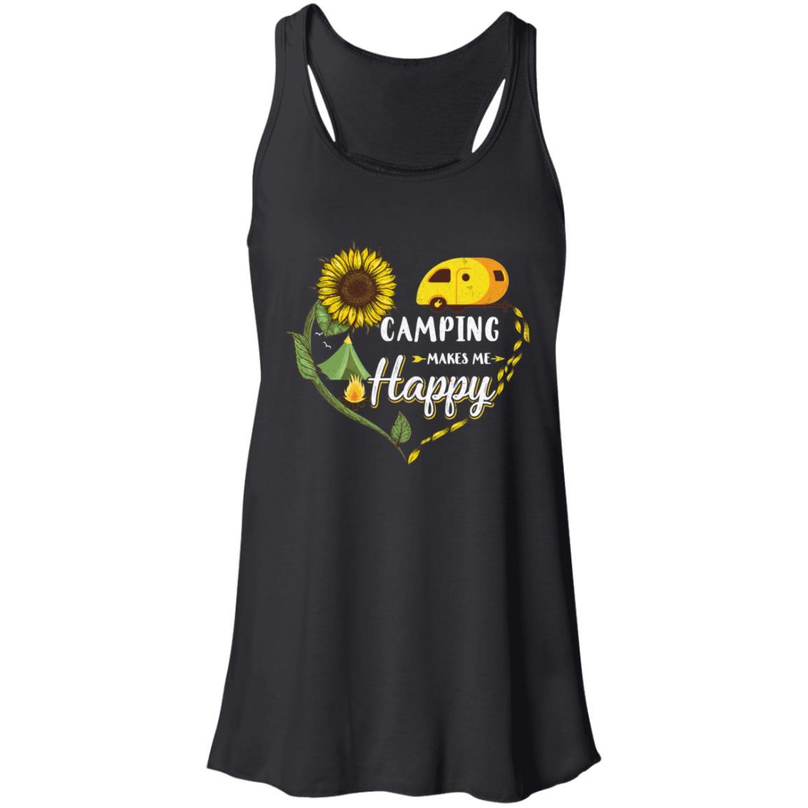Camping Makes Me Happy Funny Sunflower Camping Lover