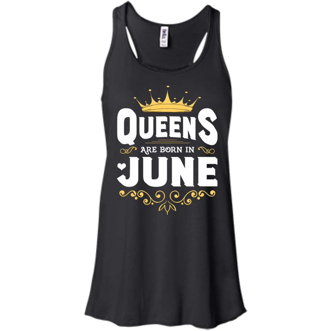 Queens Are Born In June-T-Shirt & Hoodie-Women's Flowy Racerback Tank-Black