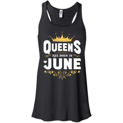 Queens Are Born In June-T-Shirt & Hoodie-Women's Flowy Racerback Tank-Black