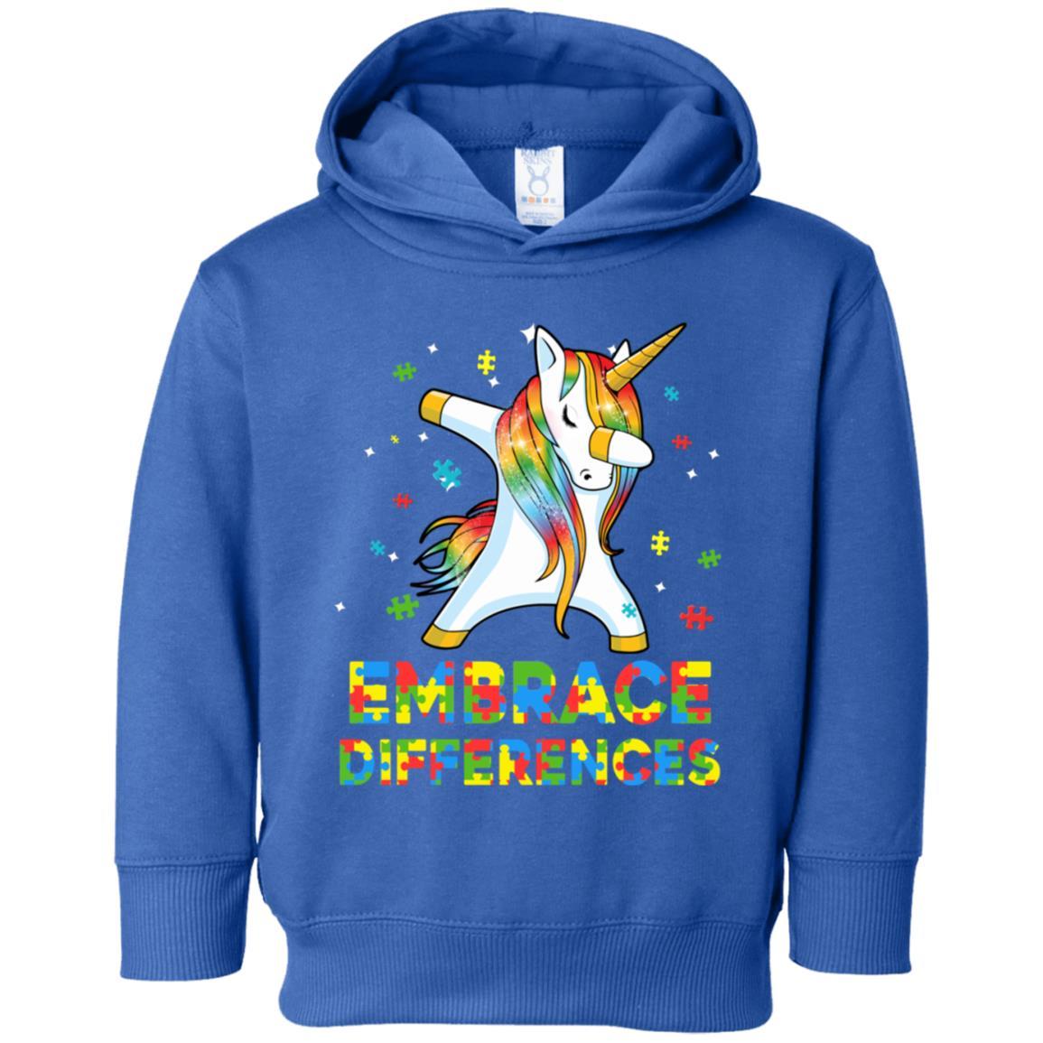 Dabbing Unicorn Autism Awareness Embrace Differences Youth-Youth Shirt-Toddler Fleece Hoodie-Royal