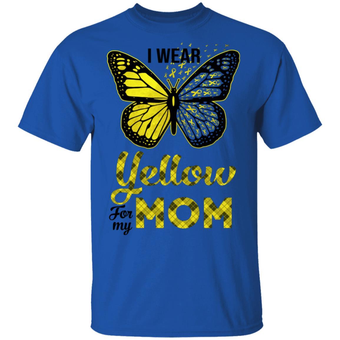 I Wear Yellow For My Mom Butterfly Sarcoma Bone Cancer-T-Shirt & Hoodie-Classic T-Shirt-Royal