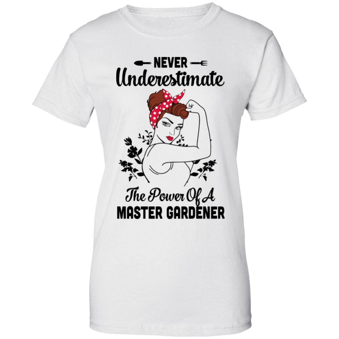 Never Underestimate Master Gardener Funny-T-Shirt & Tank Top-Women's T-Shirt-White