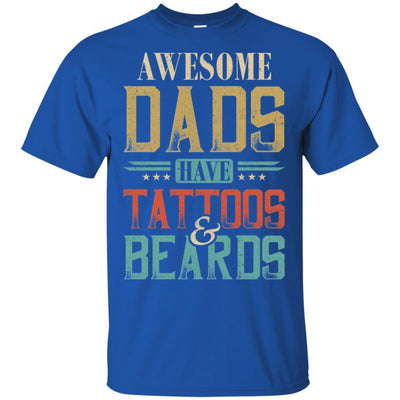 Vintage Funny Awesome Dads Have Tattoos And Beards-T-Shirt & Hoodie-Classic T-Shirt-Royal