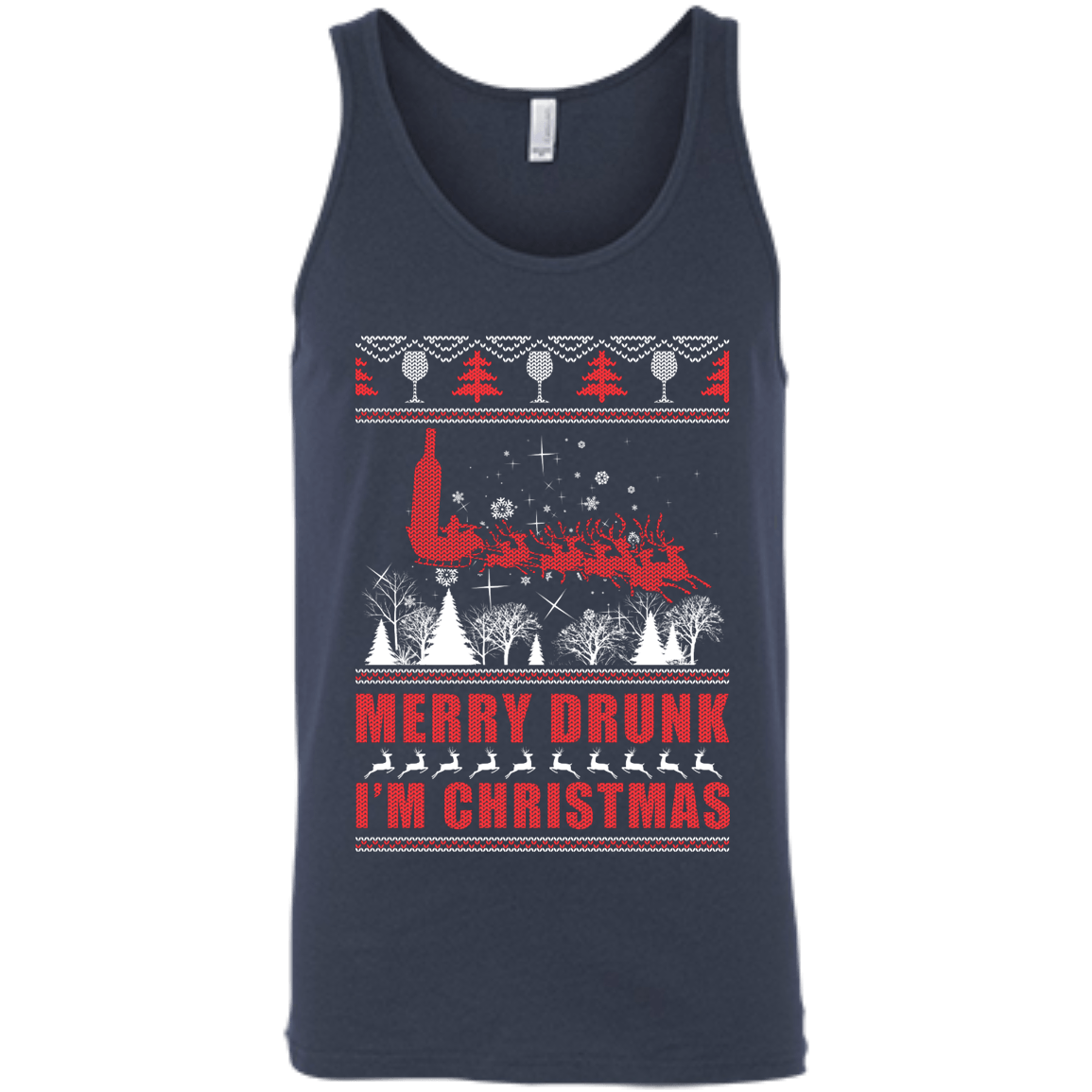 Merry Drunk I'm Christmas-T-Shirt & Hoodie-Unisex Tank-Navy