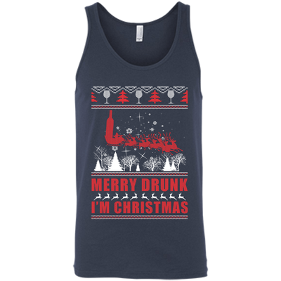 Merry Drunk I'm Christmas-T-Shirt & Hoodie-Unisex Tank-Navy