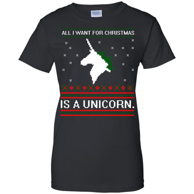 All I Want For Christmas Is A Unicorn Sweater-T-Shirt & Hoodie-Women's T-Shirt-Black