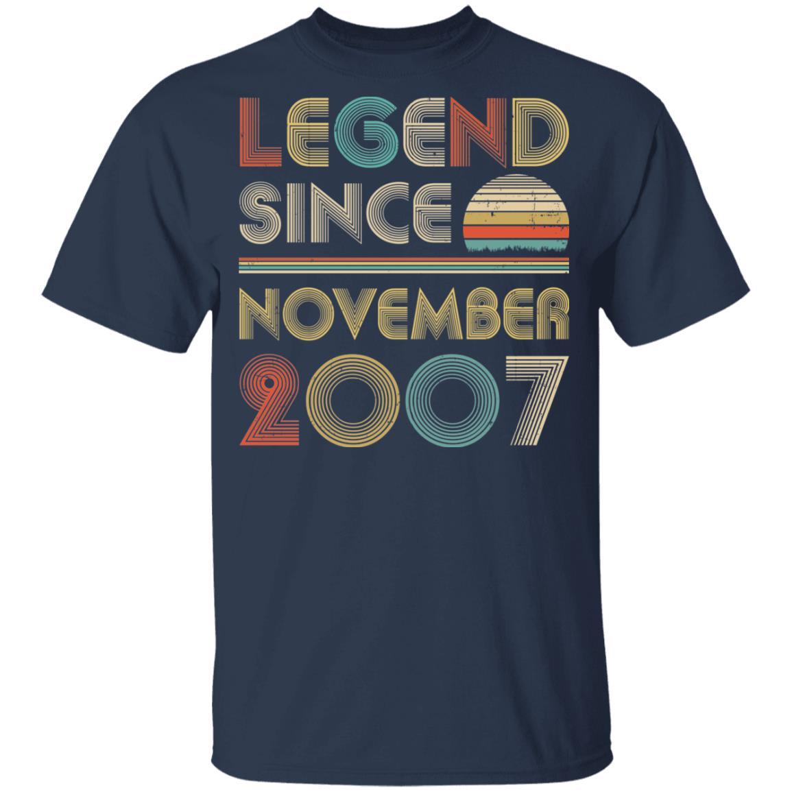 Legend Since November 2007 Vintage 14th Birthday Gifts Youth-Youth Shirt-Youth T-Shirt-Navy