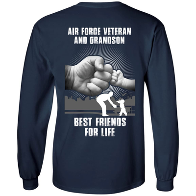 Air Force Veteran And Grandson Best Friends For Life-T-Shirt & Hoodie-Long Sleeve T-Shirt-Navy