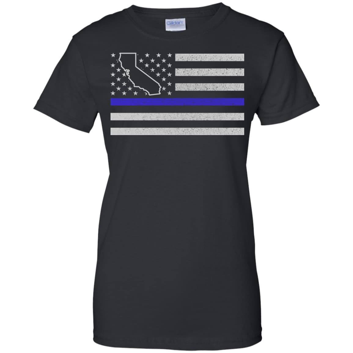California Thin Blue Line Police State-T-Shirt & Hoodie-Women's T-Shirt-Black