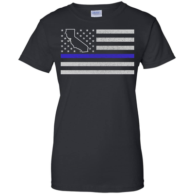 California Thin Blue Line Police State-T-Shirt & Hoodie-Women's T-Shirt-Black