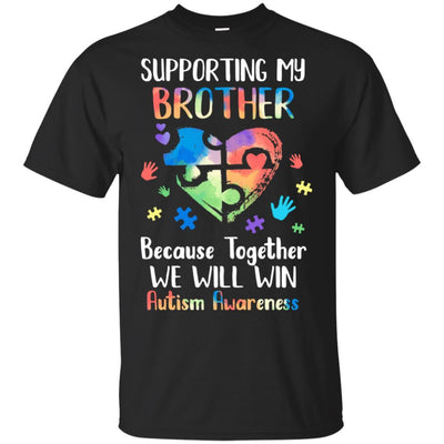 Supporting My Brother Puzzle Autism Awareness Month-T-Shirt & Hoodie-Classic T-Shirt-Black