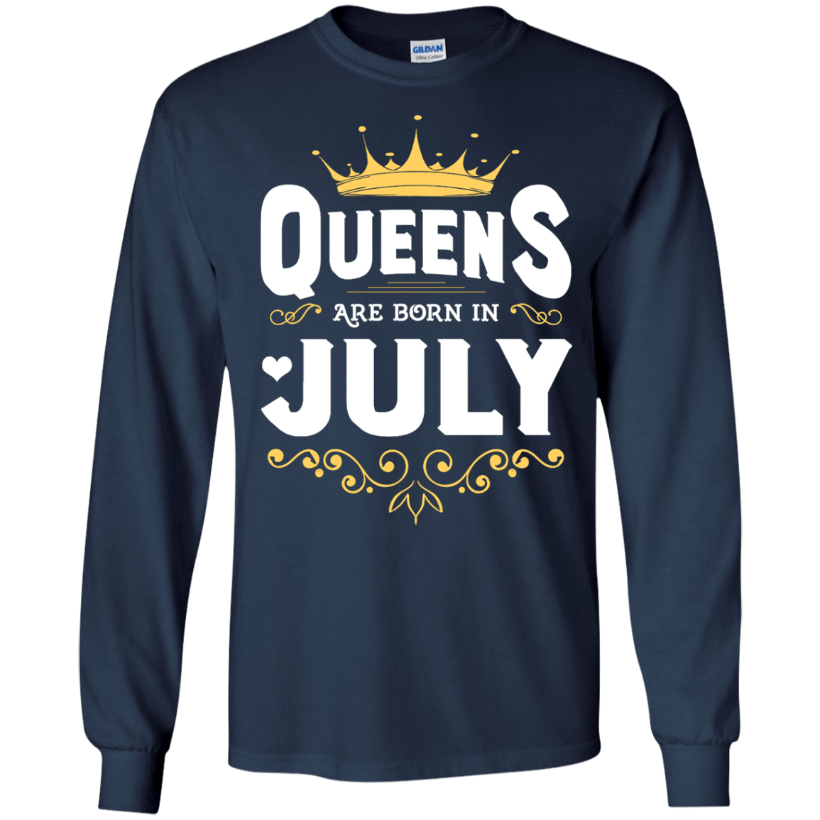 Queens Are Born In July-T-Shirt & Hoodie-Long Sleeve T-Shirt-Navy