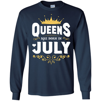 Queens Are Born In July-T-Shirt & Hoodie-Long Sleeve T-Shirt-Navy