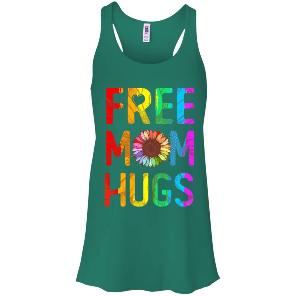 Flower Free Mom Hugs Pride LGBT-T-Shirt & Tank Top-Women's Flowy Racerback Tank-Kelly Green