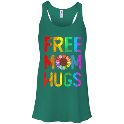 Flower Free Mom Hugs Pride LGBT-T-Shirt & Tank Top-Women's Flowy Racerback Tank-Kelly Green