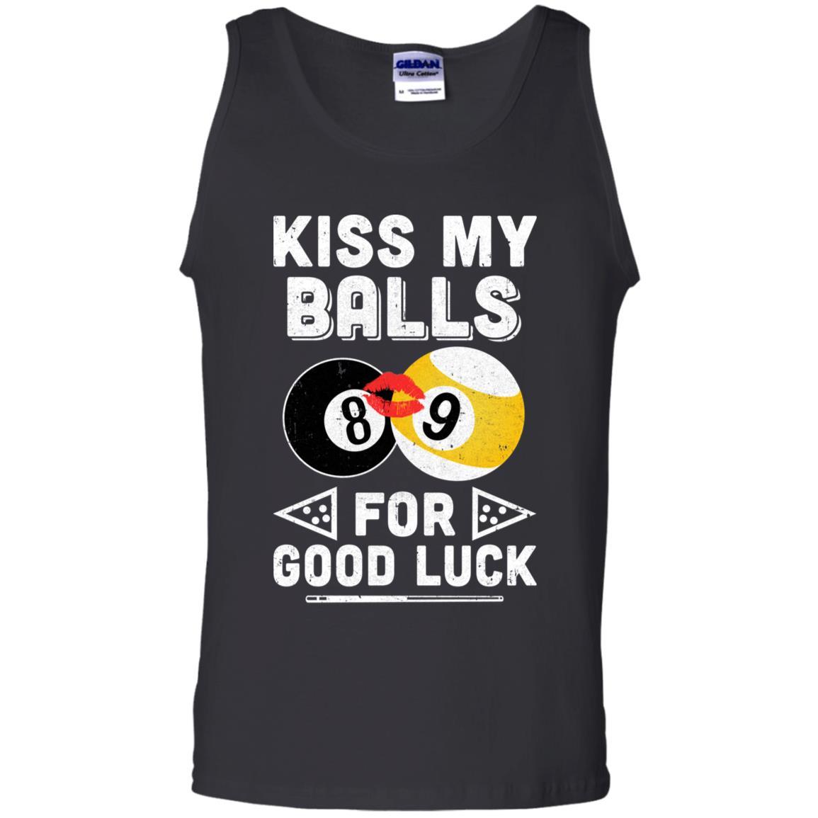 Funny Pool Billiard Kiss My Balls For Good Luck-T-Shirt & Hoodie-Unisex Tank-Black