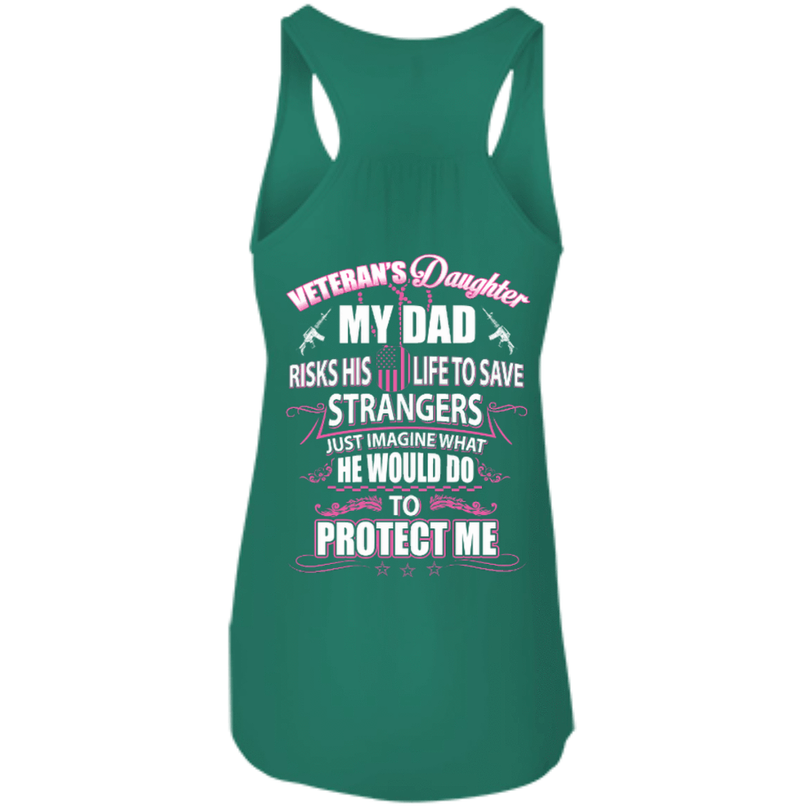 Veteran's Daughter My Dad Risks His Life To Save Strangers-T-Shirt & Hoodie-Women's Flowy Racerback Tank-Kelly