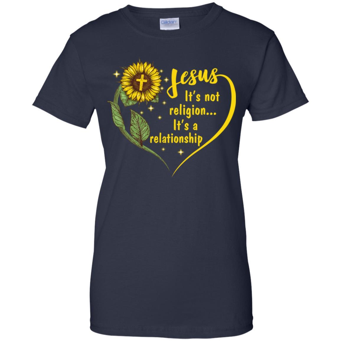 Sunflower Jesus It's Not A Religion It's A Relationship-T-Shirt & Hoodie-Women's T-Shirt-Navy