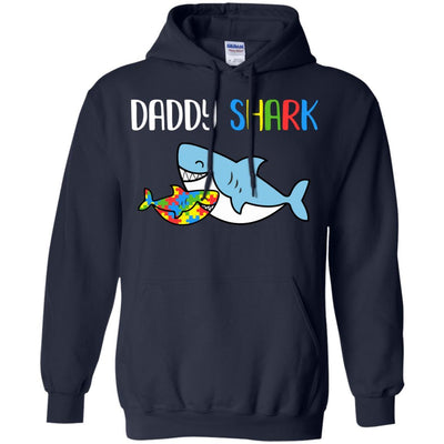 Daddy Shark Support Autism Awareness For Child-T-Shirt & Hoodie-Pullover Hoodie-Navy