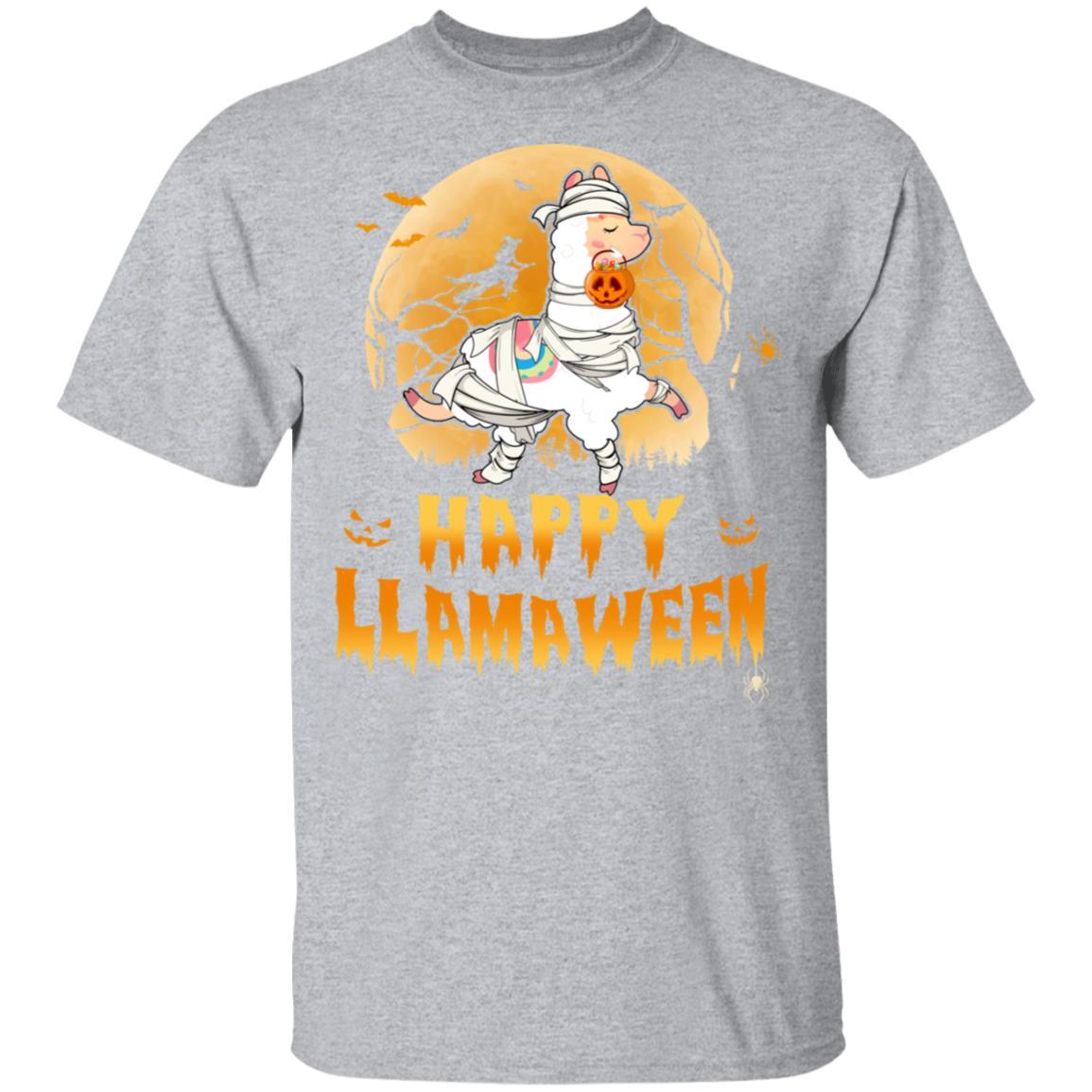 Happy Llamaween Funny Halloween Llama Costume Gift-T-Shirt & Hoodie-Classic T-Shirt-Sport Grey