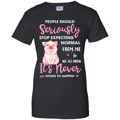 People Should Stop Expecting Normal From Me Pig-T-Shirt & Tank Top-Women's T-Shirt-Black