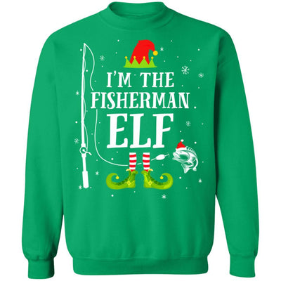 I'm The Fisherman Elf Matching Funny Fishing Christmas Xmas-T-Shirt & Sweatshirt-Crewneck Sweatshirt-Irish Green
