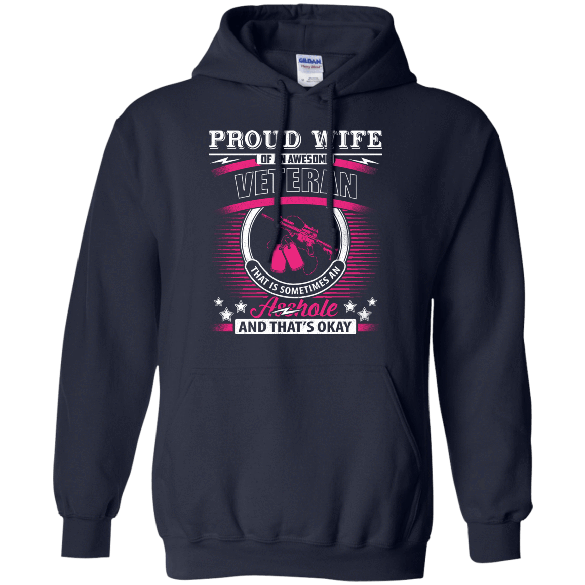 Proud Wife Of An Awesome Veteran-T-Shirt & Hoodie-Pullover Hoodie-Navy