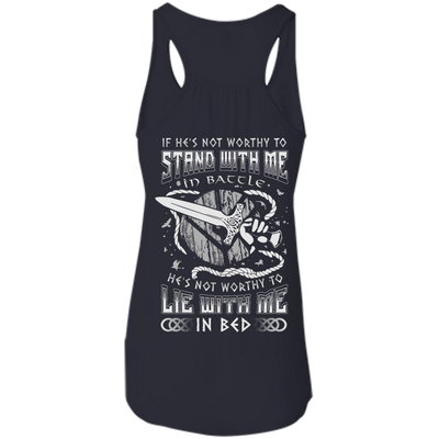 Viking If He Is Not Worthy To Stand With Me In Battle-T-Shirt & Hoodie-Women's Flowy Racerback Tank-Midnight
