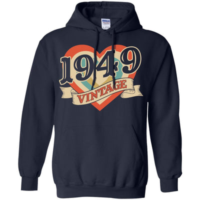 Vintage Retro Classic Heart Made In 1949 72th Birthday-T-Shirt & Tank Top-Pullover Hoodie-Navy