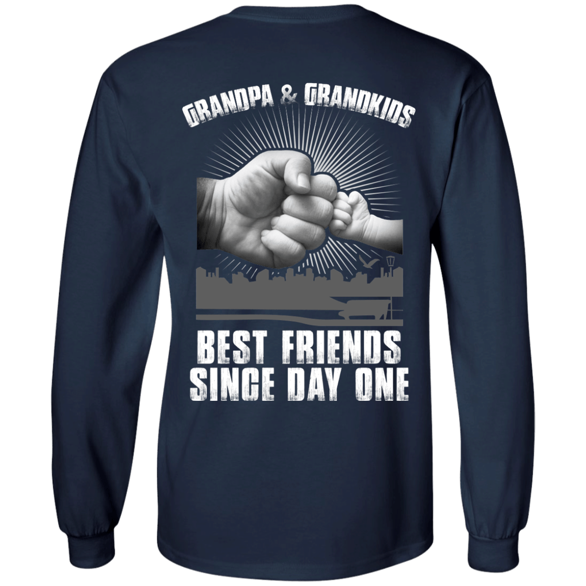 Grandpa And Grandkids Best Friends Single Day One-T-Shirt & Hoodie-Long Sleeve T-Shirt-Navy